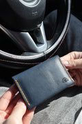 Minimalist Navy Leather Card Sleeve