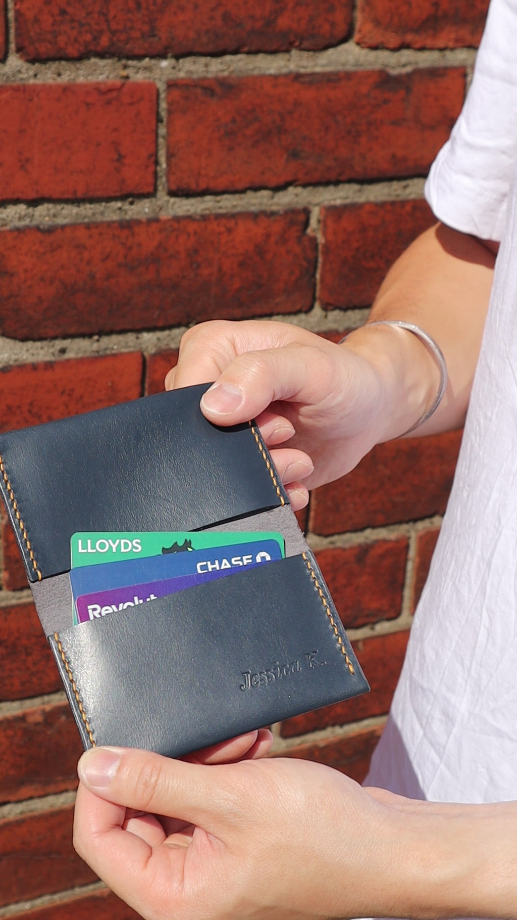 Minimalist Navy Leather Card Sleeve