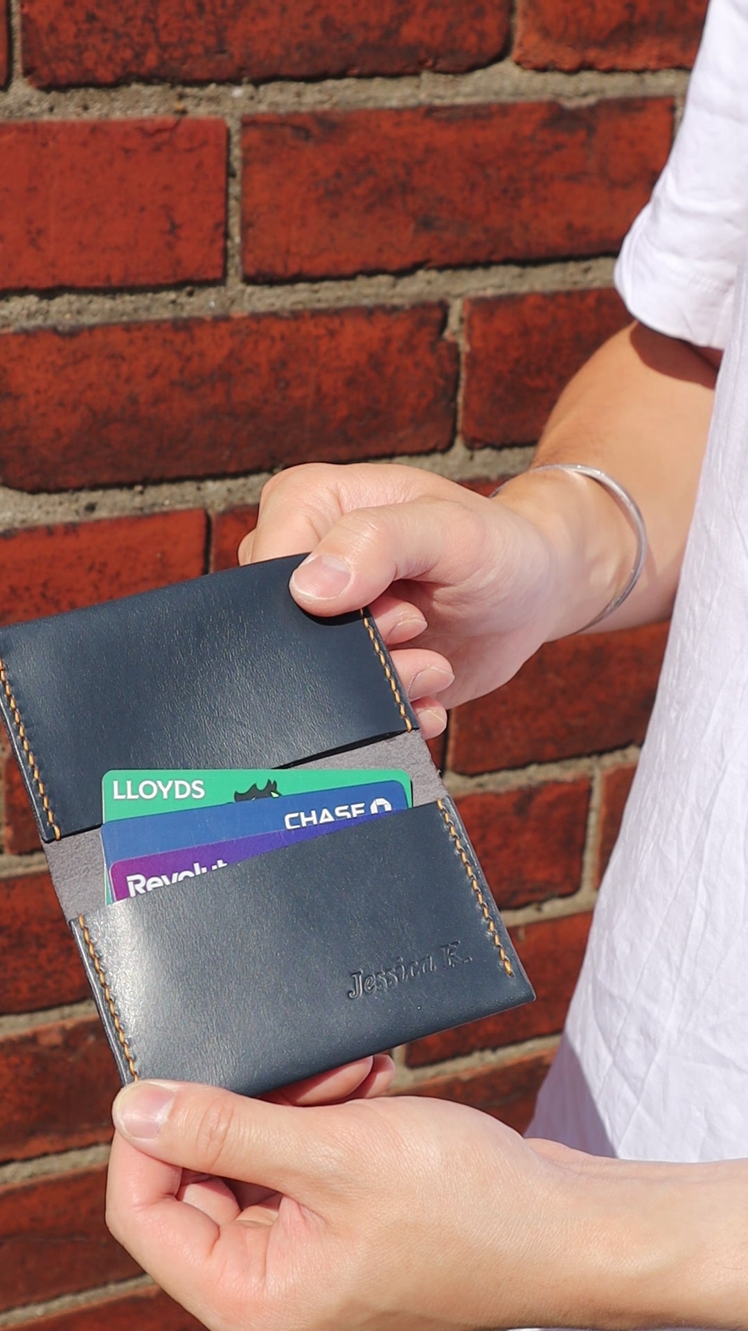 Minimalist Navy Leather Card Sleeve